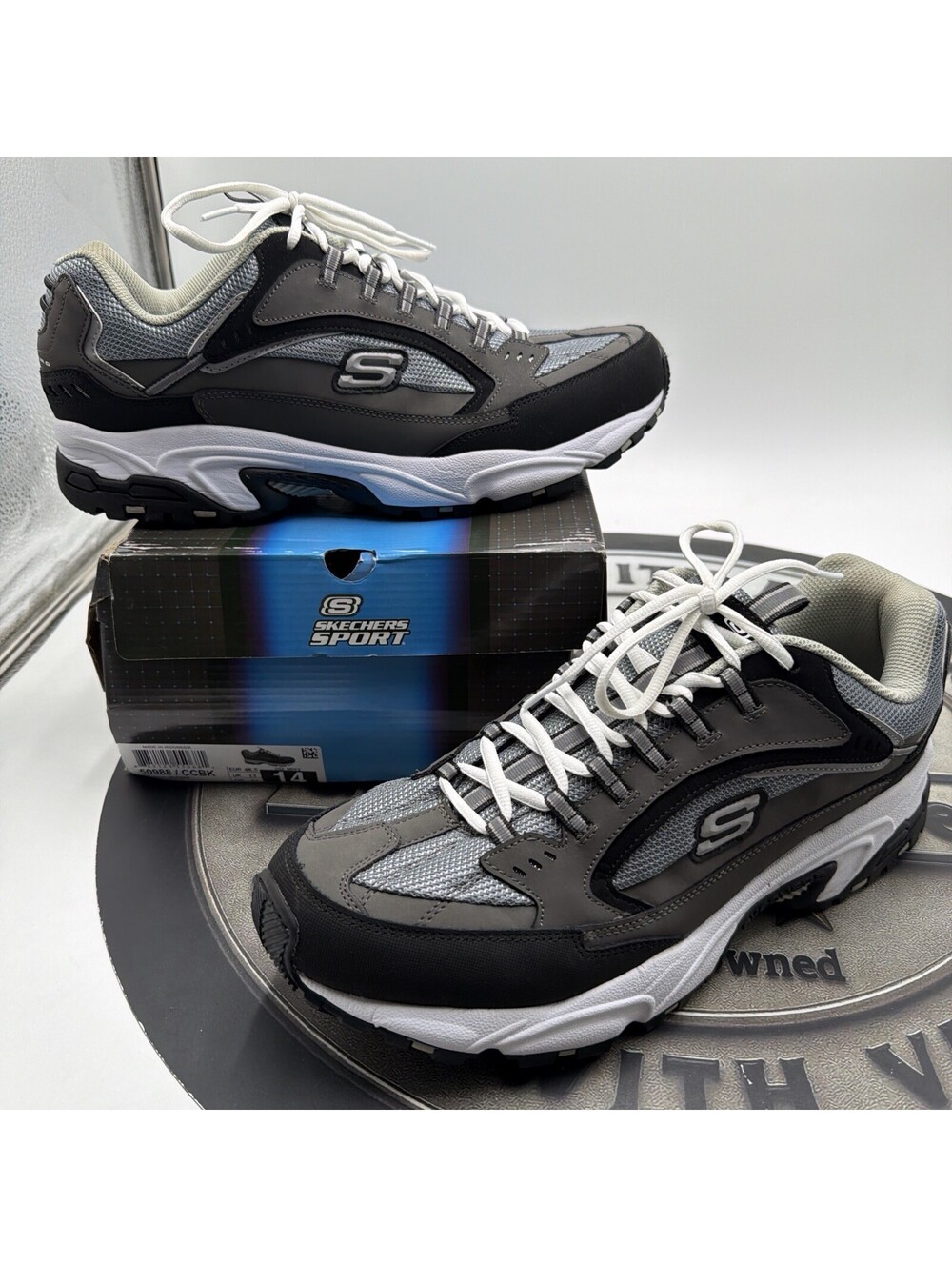 Skechers Stamina Nuovo Men's Size 14 Leather Walking Casual Sneakers 50988/CCBK